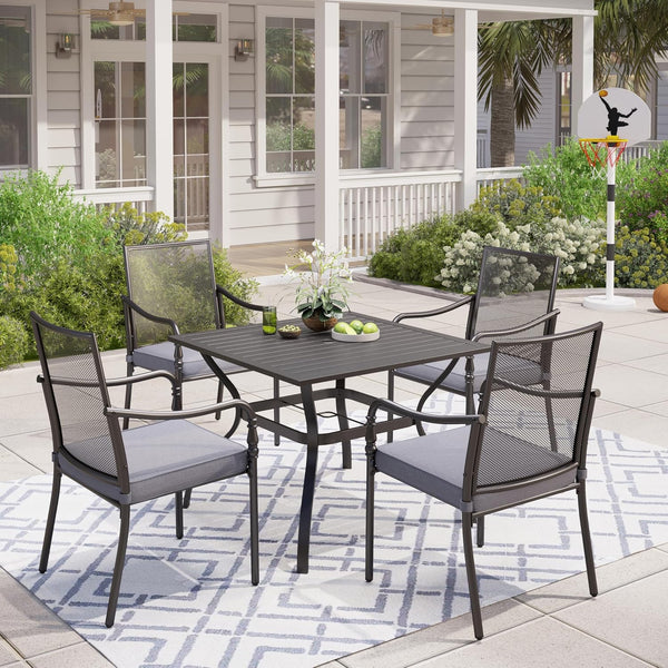 Outdoor Patio Dining Set with Textilene Chairs & Rectangular Table