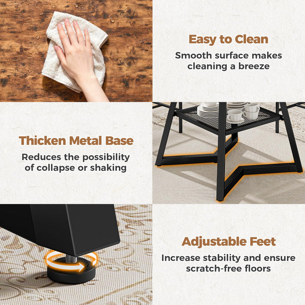 47.2" Round Dining Table with Storage Shelf