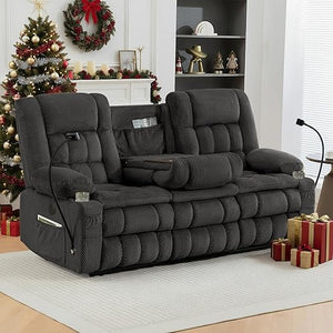 3-Seater Manual Recliner Sofa with Hidden Storage