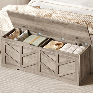Extra Large Storage Bench with Safety Hinges – 51.2" Wooden Trunk