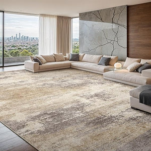 12x15 Abstract Area Rug – Non-Slip Washable Low-Pile Polyester
