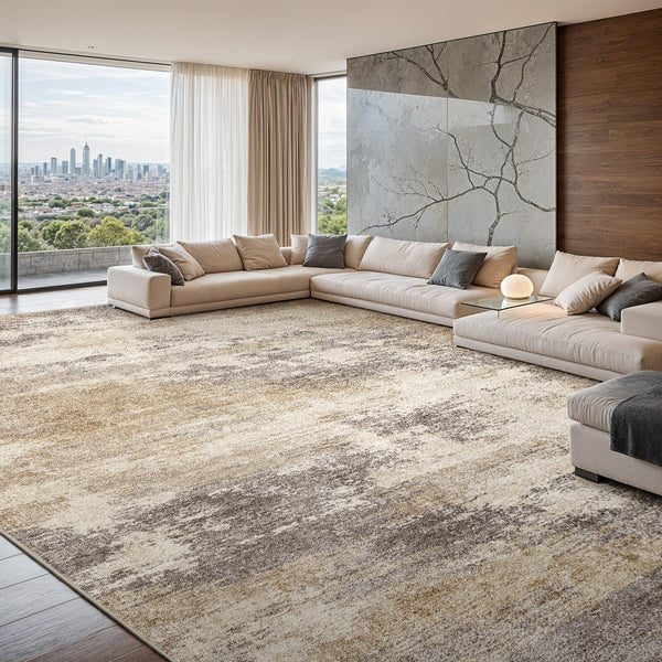 12x15 Abstract Area Rug – Non-Slip Washable Low-Pile Polyester