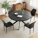 46.4" Round Dining Table Set for 4-6 – Steel Legs, Upholstered Chairs