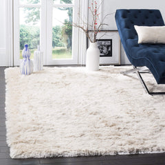 Ivory Handmade Shag Area Rug 3x5 – Soft Flowing Pile for Bedroom, Hallway & Entryway