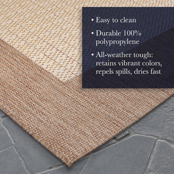Indoor Outdoor Checkered Flatweave Area Rug 5'3" x 7'6"