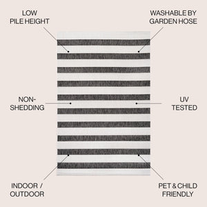 Indoor Outdoor Striped Area Rug 8x10 – Low Pile, Pet-Friendly, UV-Resistant