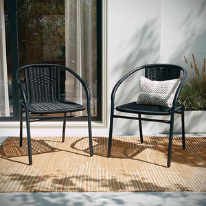 Rattan Stack Chair Set of 2 – Indoor Outdoor Patio Dining Chair
