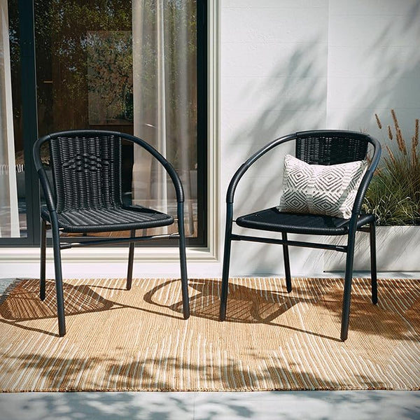 Rattan Stack Chair Set of 2 – Indoor Outdoor Patio Dining Chair