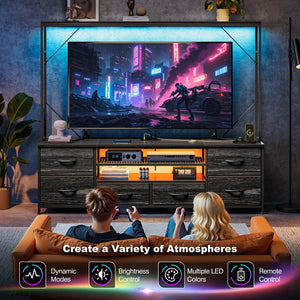 55" Entertainment Center with LED Lights & Power Outlets