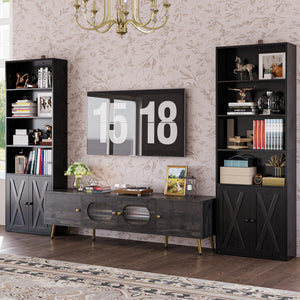 6-Tier Industrial Bookcase with Doors, Set of 2