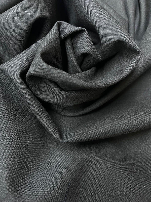 100% Wool Suiting Fabric – Charcoal Gray Plain Weave