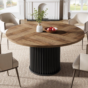 Round Dining Table 47-Inch MDF Metal Base Seats 4-6