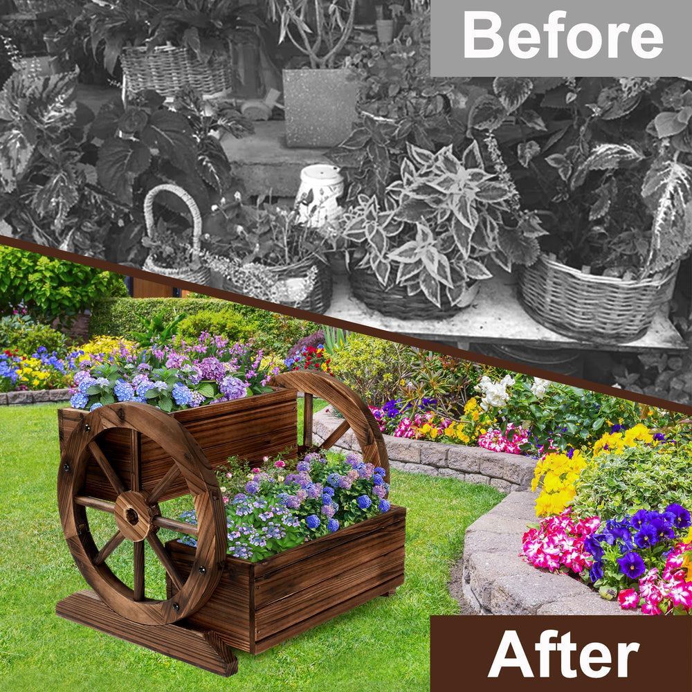 2-Tier Wooden Planter Box with Wheels