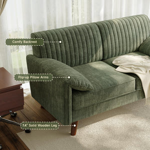 Chenille Loveseat Sofa with Padded Arms – 64.5" Modern Couch for Living Room
