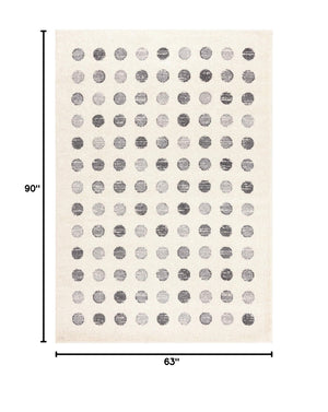 Geometric Polka Dot Area Rug – Ivory & Black