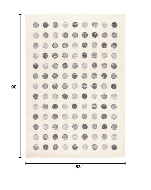 Geometric Polka Dot Area Rug – Ivory & Black