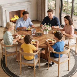 47-Inch Round Dining Table with Pedestal Base