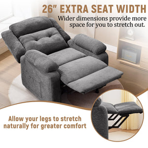 Oversized Power Recliner Chair with Electric Recline & Chenille Fabric