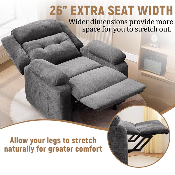 Oversized Power Recliner Chair with Electric Recline & Chenille Fabric