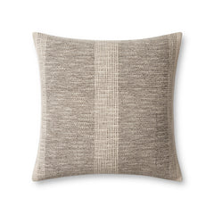 Charcoal Ivory Striped Down Throw Pillow 18x18