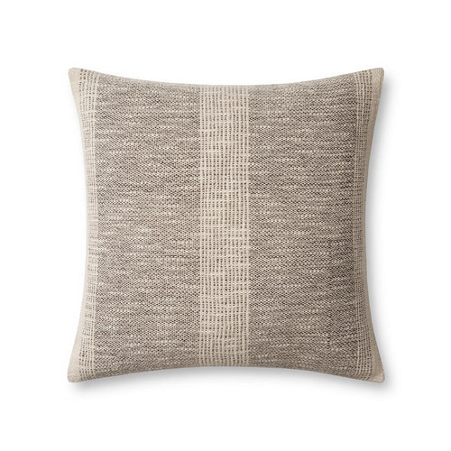 Charcoal Ivory Striped Down Throw Pillow 18x18