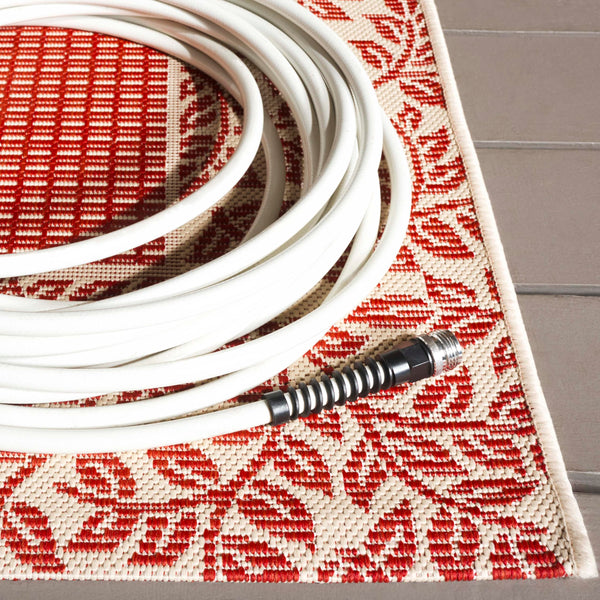 6'7" Square Indoor Outdoor Area Rug – Red & Natural