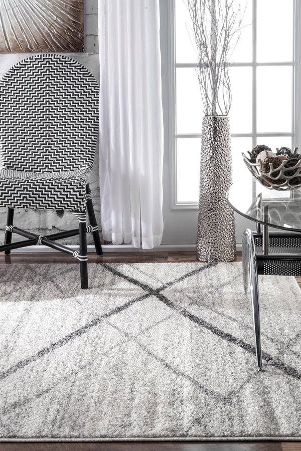 10x14 Abstract Contemporary Area Rug – Grey, Non-Slip, Stain Resistant
