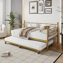 Twin Daybed with Trundle - Metal Bed Frame with Storage