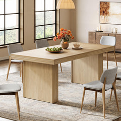 63-Inch Farmhouse Dining Table for 6 – Wood Grain Finish with Fluted Legs