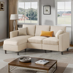 L-Shaped Convertible Sectional Sofa with Ottoman