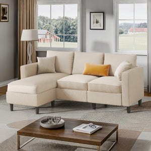 L-Shaped Convertible Sectional Sofa with Ottoman