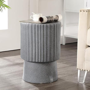Round Tambour Accent Table – Terrazzo Finish