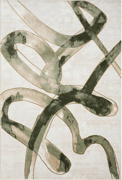Beige Green Graffiti Abstract Area Rug