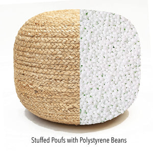 Braided Jute Ottoman Pouf – 18"x18"x14" | Golden Brown