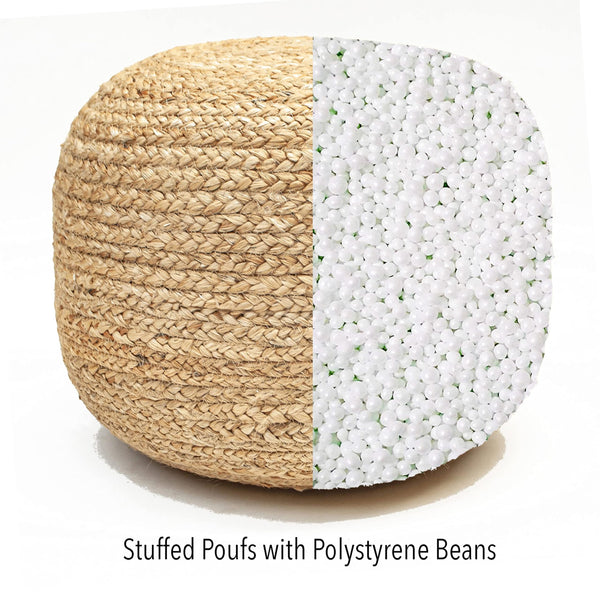 Braided Jute Ottoman Pouf – 18"x18"x14" | Golden Brown