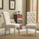 Tufted Parsons Dining Chair Set of 2 – Upholstered High-Back Wood Frame