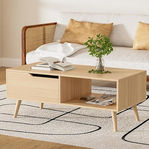 Coffee Table with Drawer & Open Shelf
