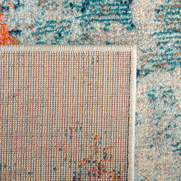 12' x 15' Abstract Area Rug – Cream & Orange / Green & Rust, Non-Shedding, Machine Woven