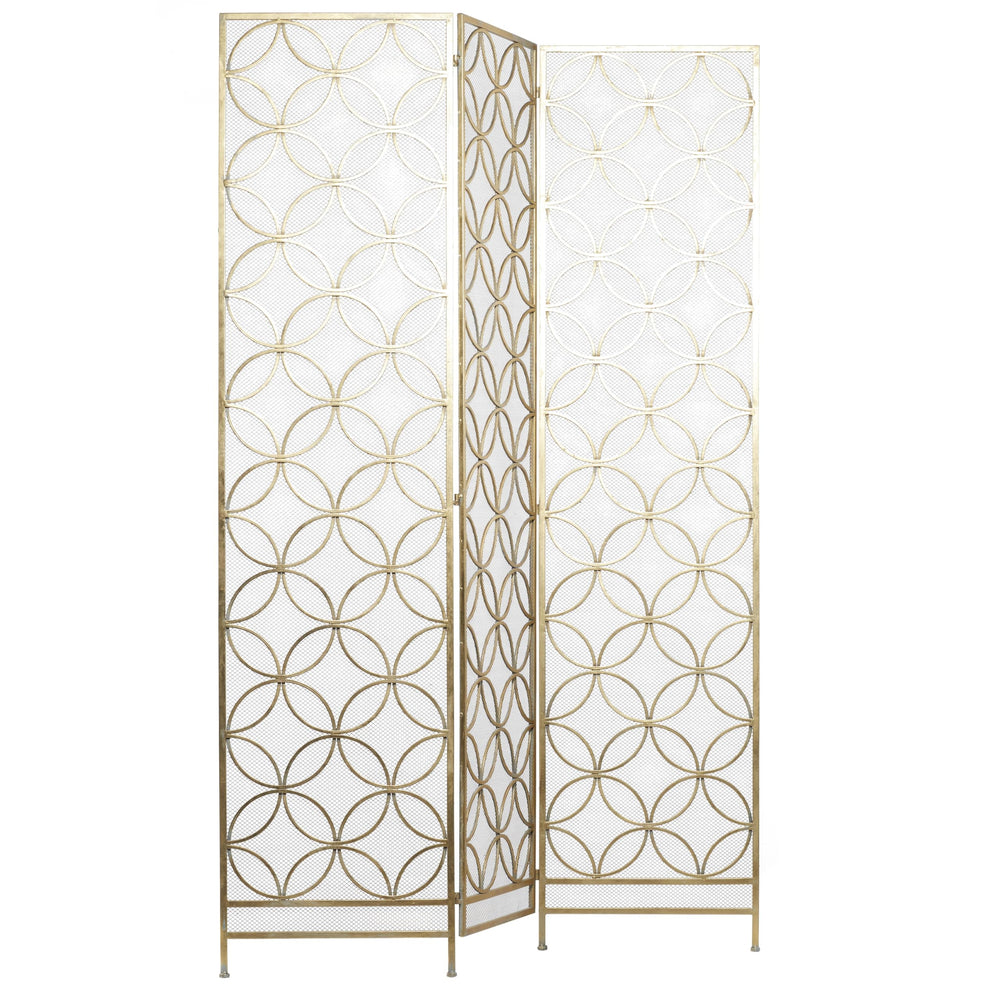 3-Panel Metal Room Divider Folding Privacy Screen