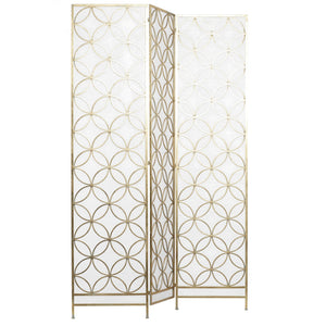 3-Panel Metal Room Divider Folding Privacy Screen