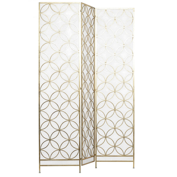 3-Panel Metal Room Divider Folding Privacy Screen