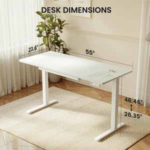 Electric Glass Standing Desk with Drawer 55x24 Inch