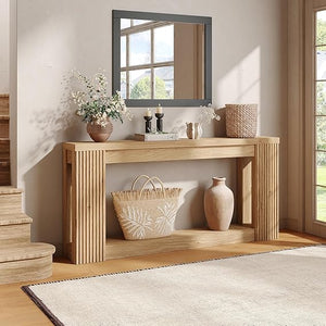 Fluted Console Table with Storage – 71 Inch Entryway Sofa Table