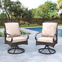 PE Rattan Patio Dining Chairs with Cushions & Metal Frame