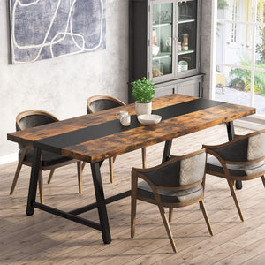 Large Rectangular Dining Table – Metal Frame, Seats 6–8