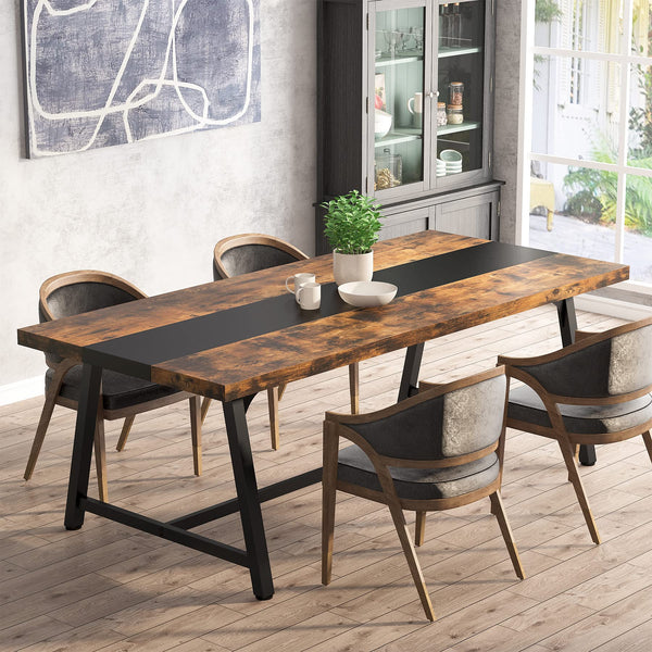 Large Rectangular Dining Table – Metal Frame, Seats 6–8
