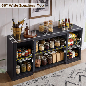 66-Inch Sideboard Buffet Cabinet with Adjustable Shelves