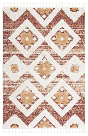 Moroccan Tassel Shag Area Rug 5'3" x 7'6" – Boho Diamond Trellis, Non-Shedding Plush Pile