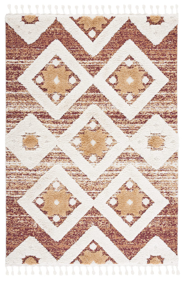 Moroccan Tassel Shag Area Rug 5'3" x 7'6" – Boho Diamond Trellis, Non-Shedding Plush Pile