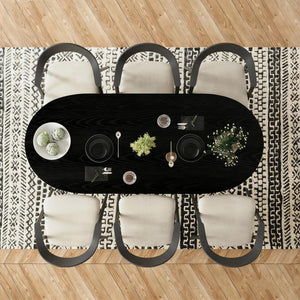Oval Dining Table for 6-8 People with Tapered Legs